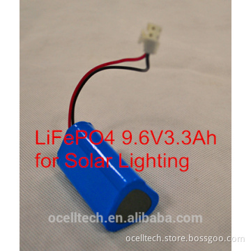 LiFePO4 battery 9.6V3.3Ah for solar light